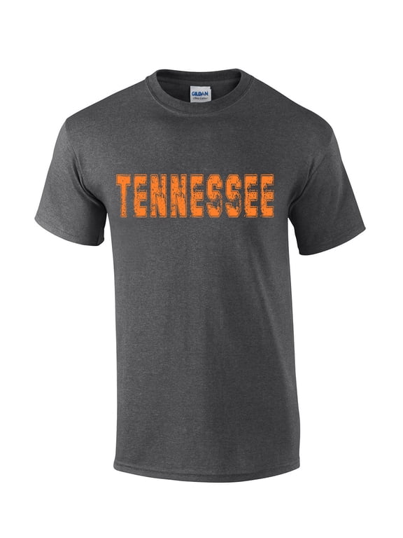 Tennessee Tshirt Football Team Color Tennessee Orange Distressed Tennessee State Name Rocky Top Mens Short Sleeve T-shirt Graphic Tee-Heather Grey-xl