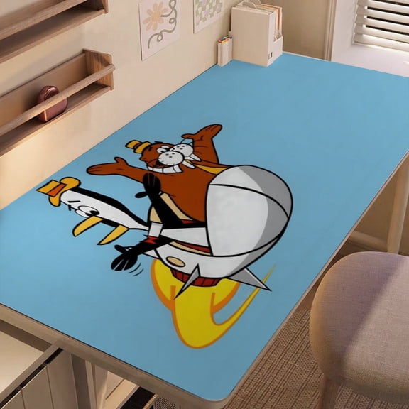 Tennessee Tuxedo and His Tales-themed extra-large Non-Slip Base leather Desk Table mat—versatile for computer desks, dining tables, and more.12"x24"(30X60cm)