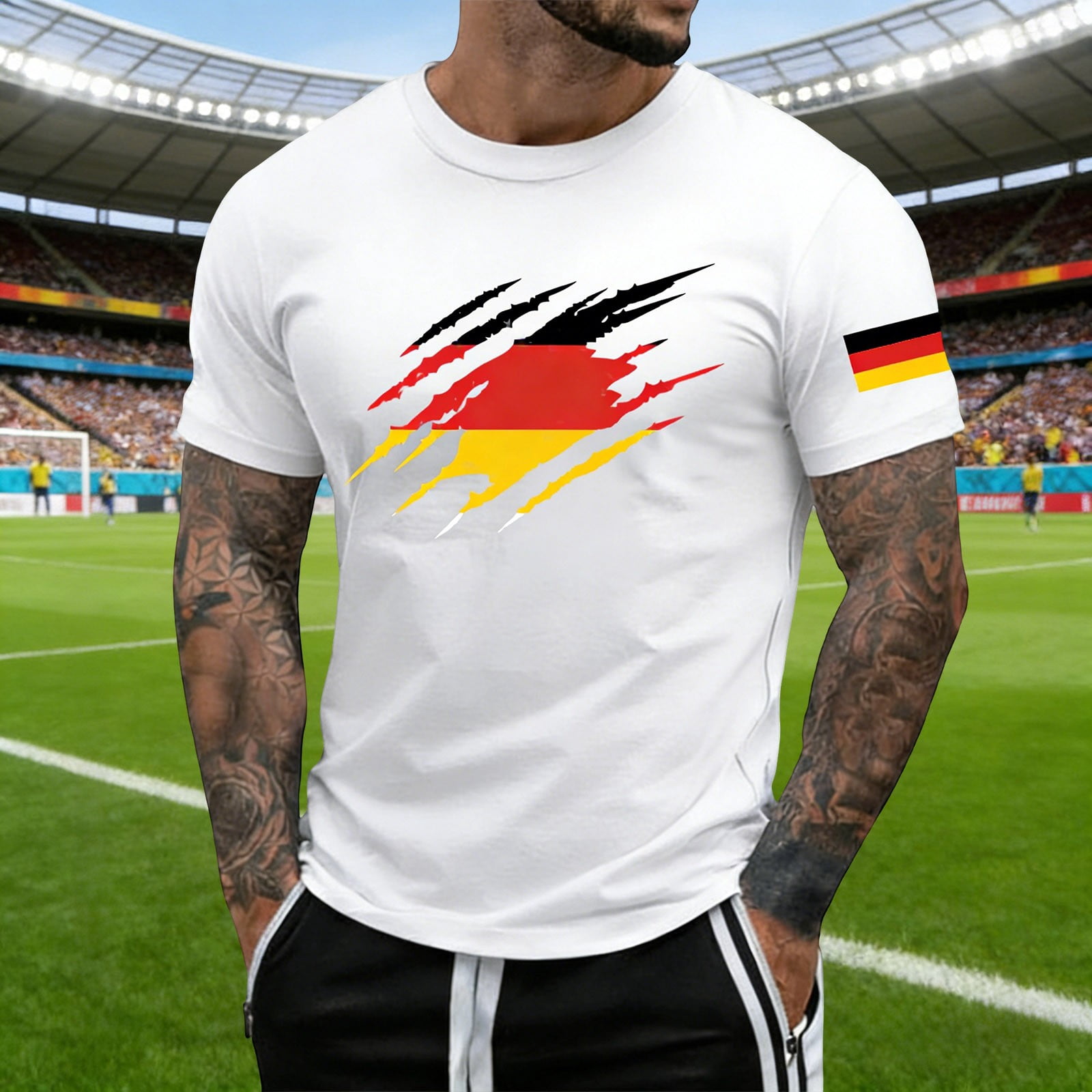 Mens Jerseys Football Shirt Germany Crewneck Short Sleeve Fan Tee Graphic Print Dressy Blouses 3XL