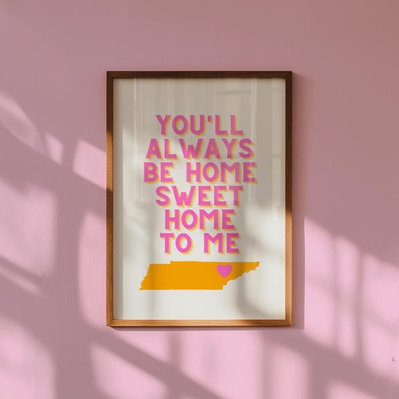 Tennessee Wall Art Orange And Pink Knoxville Tennessee Print Preppy Dorm Decor Knoxville Artwork Girly Tennessee Home Decor #545, Unframed Poster Size 8x12