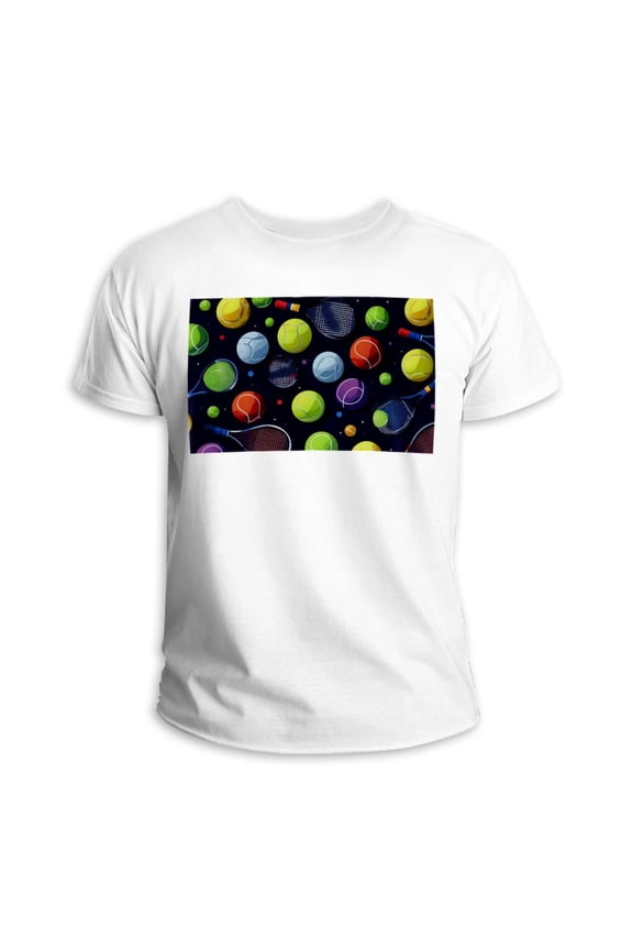 Tennis 100% Cotton White T-Shirt - Classic Fit Casual Tee for Men - Comfortable Breathable Fabric - Summer Essential for Everyday Wear - Crew Neck Short Sleeve Shirt fits All Sizes