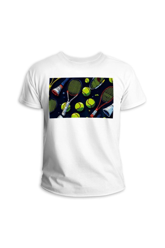 Tennis 100% Cotton White T-Shirt for Men and Women - Classic Comfort in Pure Cotton Fabric with Lightweight Breathability - Stylish Unisex Tee for Everyday Wear