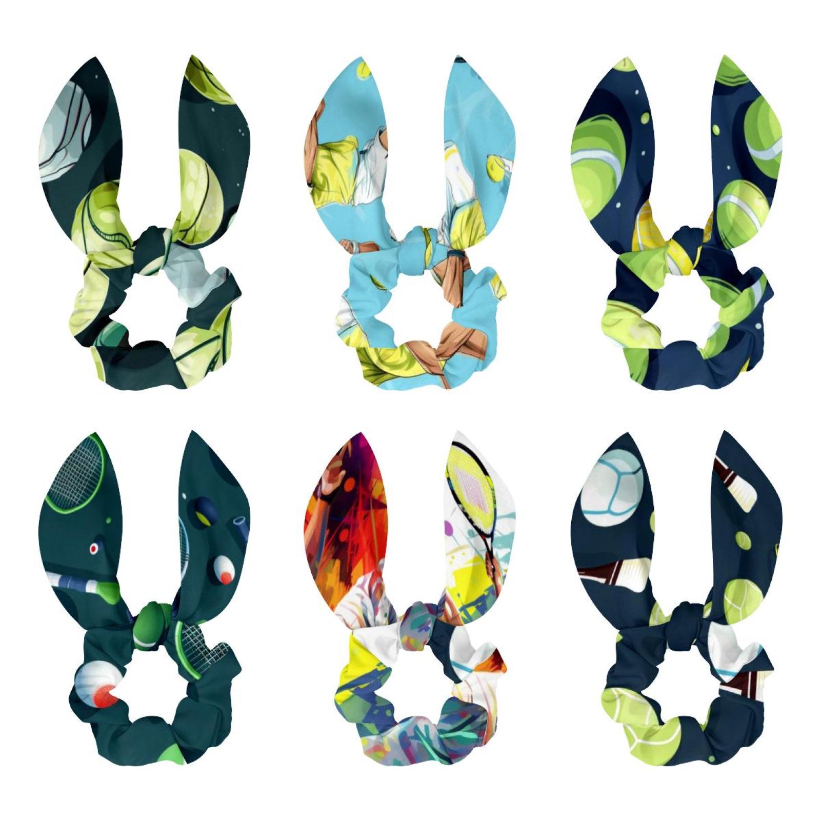 Tennis 6Piece Set of Detachable Rabbit Ear Bow Hair Rings Hair Ties