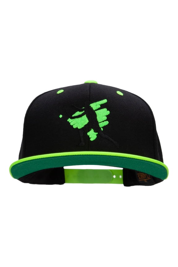 Tennis Action Embroidered Wool Blend Two Tone Cap - Black Yellow OSFM