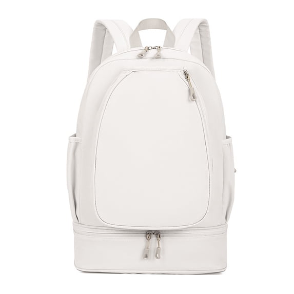 Tennis Backpack with Shoe Compartment, 30L Badminton Bag for 2 Rackets, White Sports Gym Backpack with Wet Pocket, Lightweight Taslon Fabric Travel Pack for Men Women
