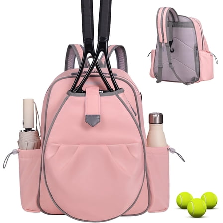Tennis Backpack for Women & Men, 27 Inch Racket Compartment Holds 2 Tennis/Pickleball Rackets, 14L Multi-Functional Sports Bag with 6 Pockets, Waterproof Oxford Gym Bag for Travel or School