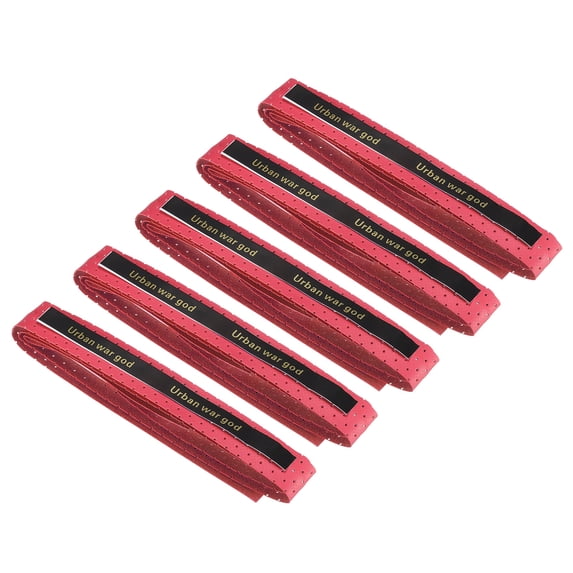 Tennis Badminton Racket Overgrip Anti Skid Sweatband Racquet Grip with Raised Ridges, Red 5 Pack