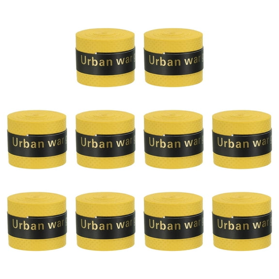 Tennis Badminton Racket Overgrip Non-Slip Sweatband Drumstick Tape, Yellow 10 Pack