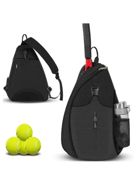 Tennis Bag, Badminton Racket Backpack, Multi-Pocket Pickleball Bag with Water Bottle Holder, Sports Gym Bag for Tennis, Badminton, Pickleball Training Outdoor Sport Sling Bag