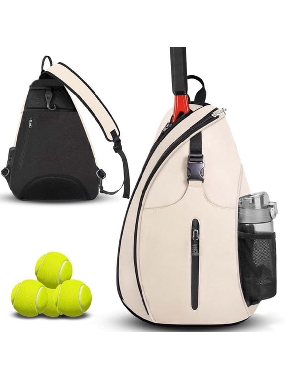 Tennis Bag, Badminton Racket Backpack, Multi-Pocket Pickleball Bag with Water Bottle Holder, Sports Gym Bag for Tennis, Badminton, Pickleball Training Outdoor Sport Sling Bag