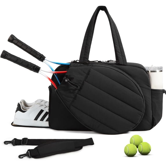 Tennis Bag for Women Holds 2 Rackets, Gym Duffle with Shoe Compartment & Wet Pocket, Fits 15.6" Laptop, Multi-Sport Overnight Weekender Bag