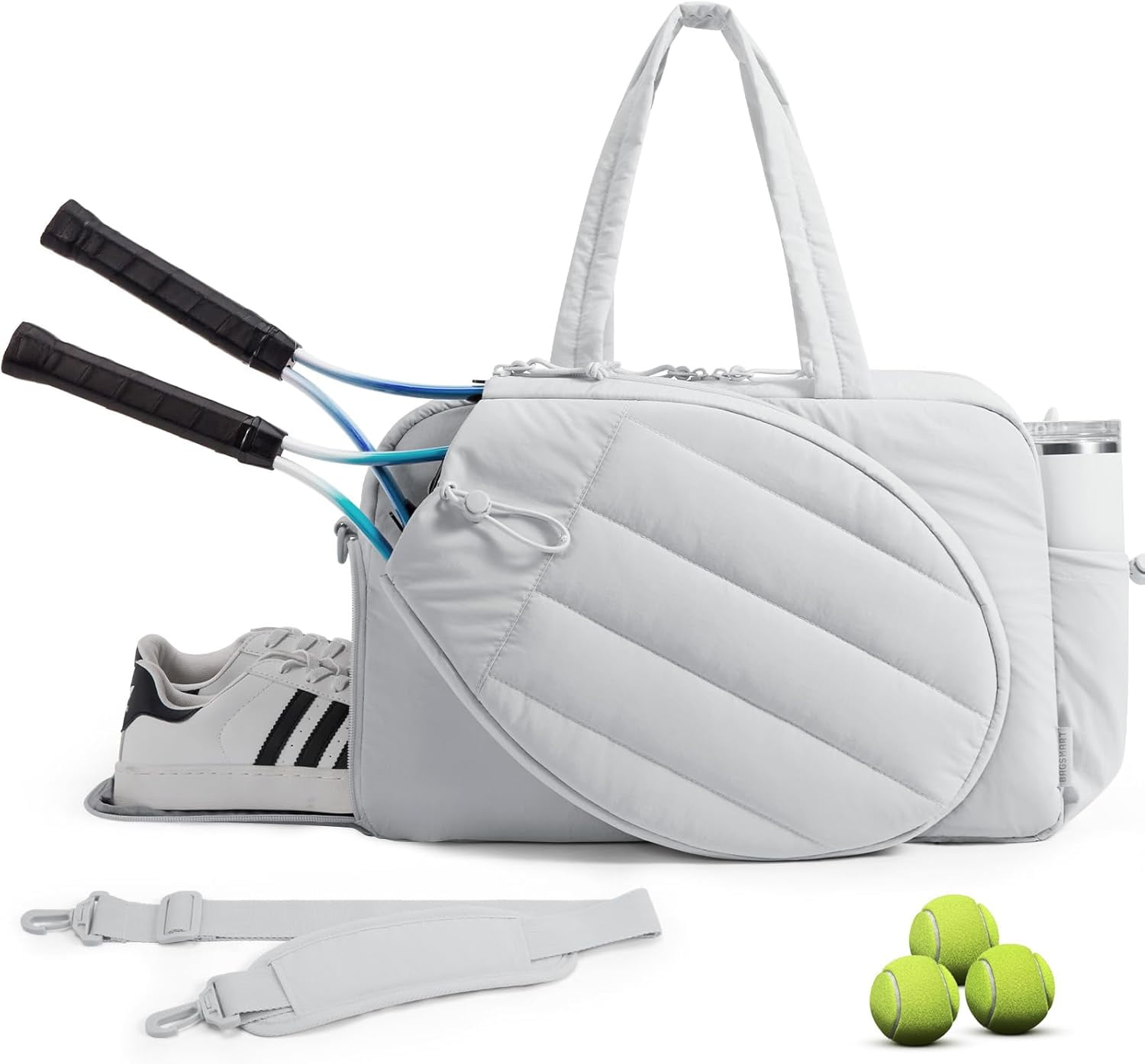 Tennis Bag for Women Holds 2 Rackets, Gym Duffle with Shoe Compartment & Wet Pocket, Fits 15.6" Laptop, Multi-Sport Overnight Weekender Bag