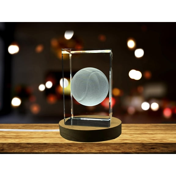 Tennis Ball Art | 3d Engraved Crystal Keepsake | Tennis Player Gift | Clear - AB Crystal Collection