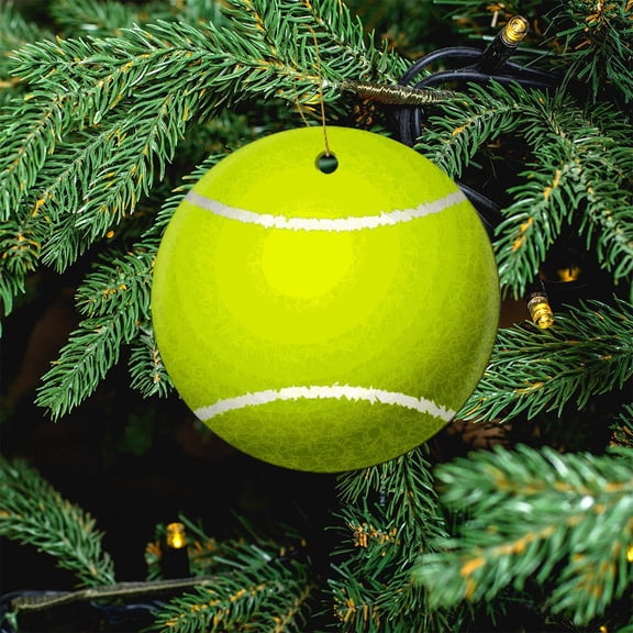 Tennis Ball Ceramics Ornaments Sports Ball Decoration Ceramic Double Sided Tree Xmas Ornament Christmas Home Office Tree Decorations Merry Xmas for Family & Friends