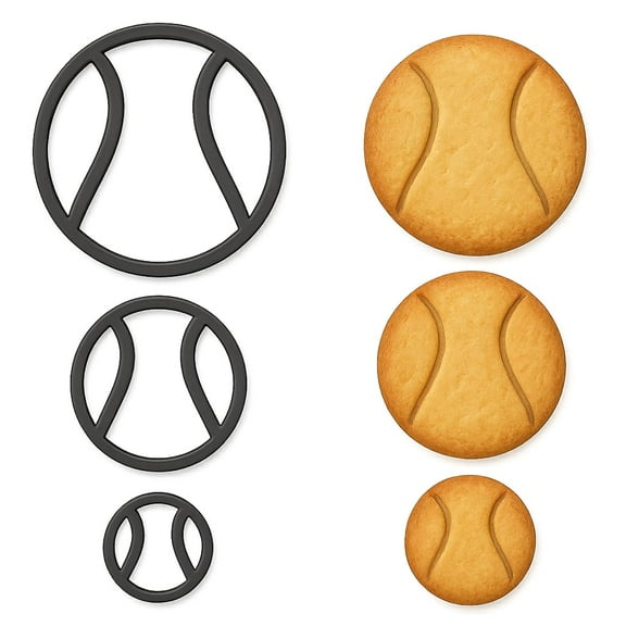 Tennis Ball Cookie Cutter Set (4", 3", 2") Perfect for Sports Parties, Baking, Fondant, Crafts, and Tennis Fan Gifts (Random Color)