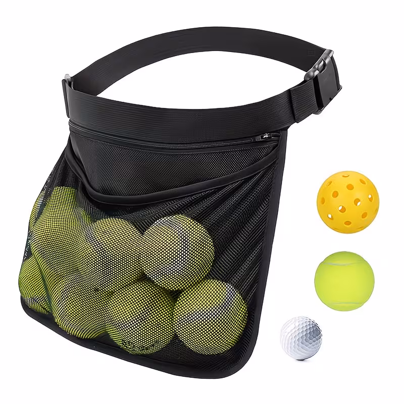 Tennis Ball Holder, Pickleball Holder Bag for Women, Men & Teens, Ball Pouch, Mesh Waist Hip Bag Carrier, Easy Holding 8-10 Pickle Balls or Tennis, Versatile Accessories & Gifts