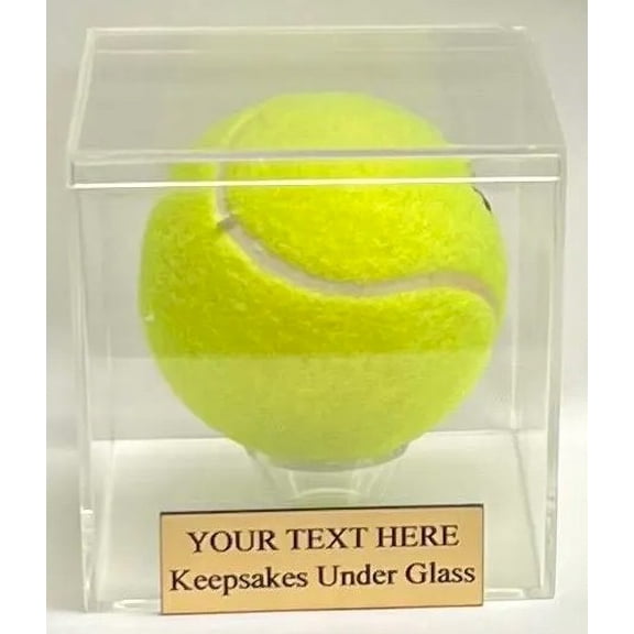 Tennis Ball Personalized Acrylic Display Case with Custom Ball Stand - Free Engraving