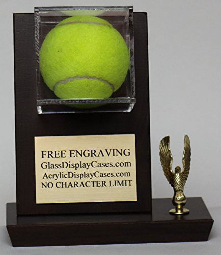 Tennis Ball Personalized buying Wood and Acrylic Desktop Display Case with Cherry Finish - Free Engraving