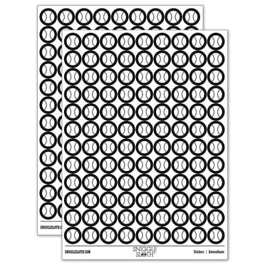 Tennis Ball 200+ Round Stickers - Black - Gloss Finish - 0.50" Size