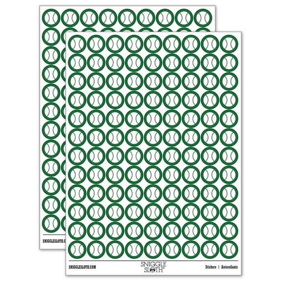 Tennis Ball 200+ Round Stickers - Dark Green - Gloss Finish - 0.50" Size