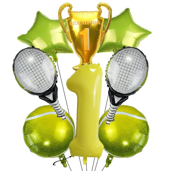 Tennis Balloon Gold Medal Cup Balloon Yellow Number 1 Foil Balloon Children's Birthday Sports Theme Party Decoration Balloon