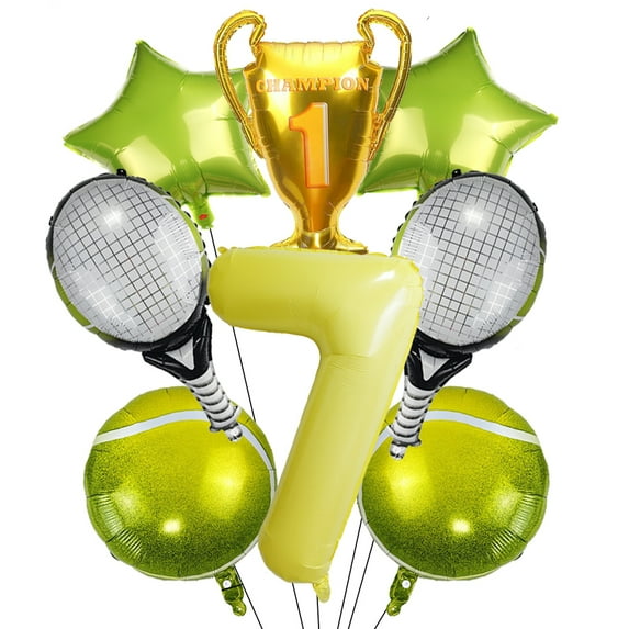 Tennis Balloon Gold Medal Cup Balloon Yellow Number 7 Foil Balloon Children's Birthday Sports Theme Party Decoration Balloon