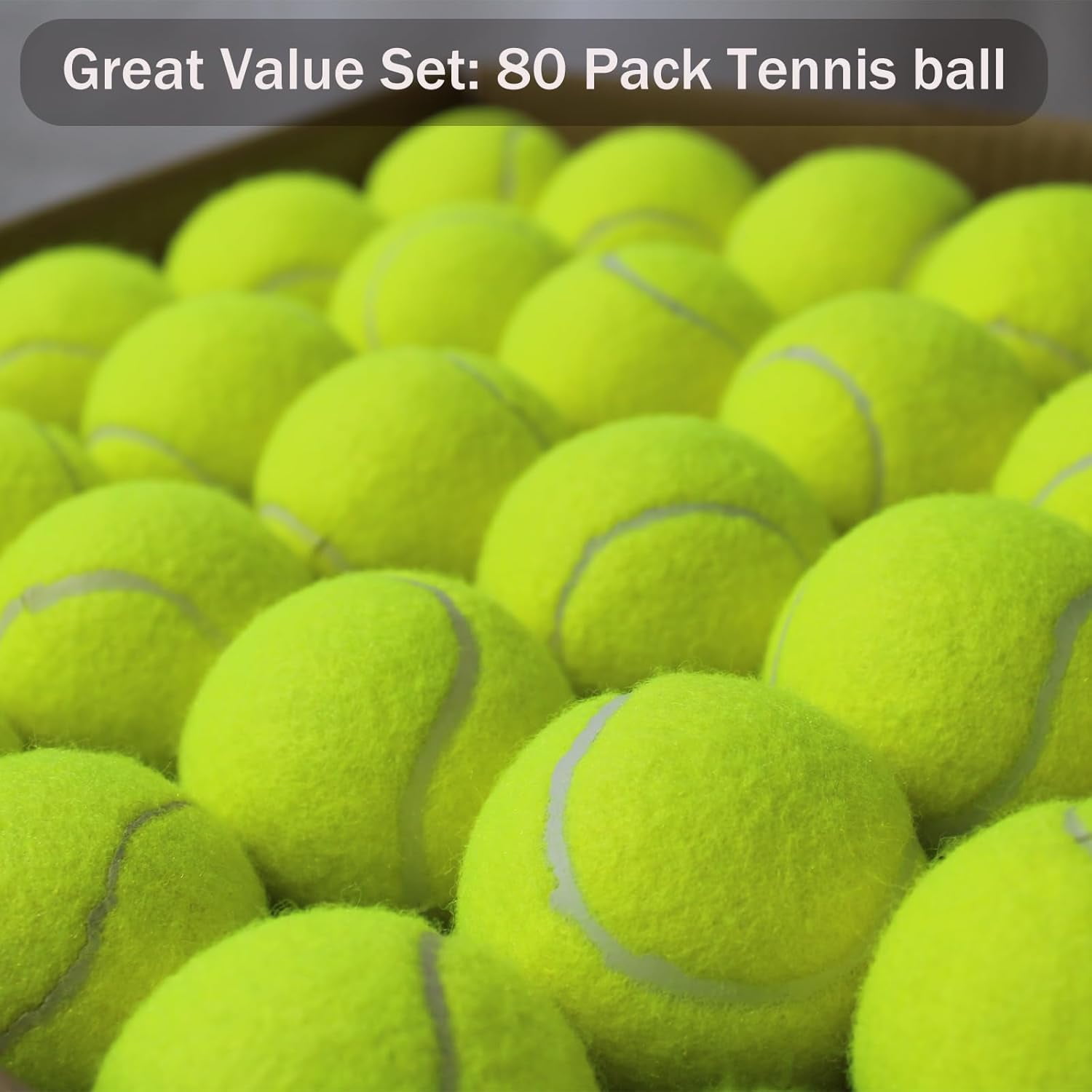 Tennis Balls, 80 Pack Training Tennis Balls for Pet Dog, High Elasticity Exercise Tennis Balls with Mesh Carry Bag