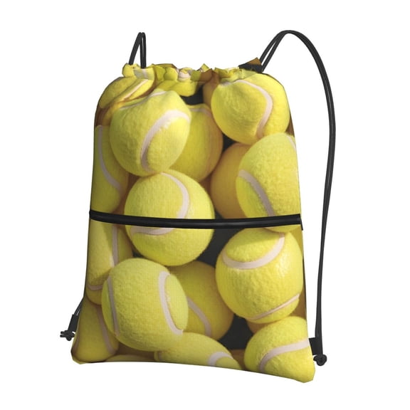 Tennis Balls Drawstring Backpack Water Resistant String Bag Sports Sackpack Gym Sack For Men Women