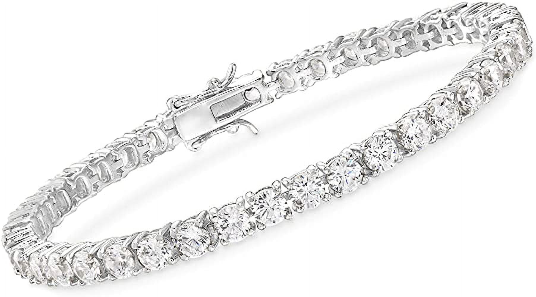 Tennis Bracelet 925 Sterling Silver with Round Cut Cubic Zirconia.