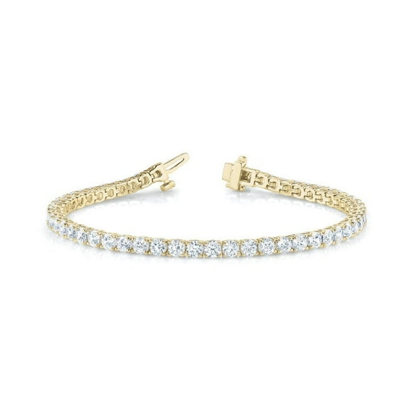Tennis Bracelet Lab Grown Diamond in 14K Yellow Gold Boxed 4-Prong 3 Cttw for Women(F, VS2) I Dailywear Collection