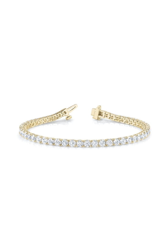 Tennis Bracelet Lab Grown Diamond in 14K Yellow Gold Boxed 4-Prong 3 Cttw for Women(F, VS2) I Dailywear Collection