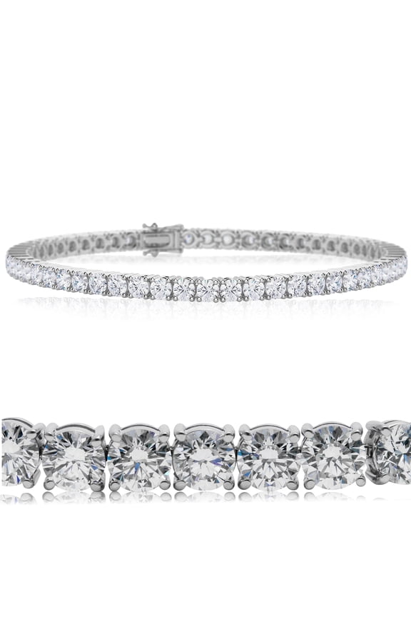 Tennis Bracelet - Stackable , Trendy and Durable Silver Bracelet for Women & Men , Versatile as Jewelry Anklet -18k White Gold plated & hypoallergenic