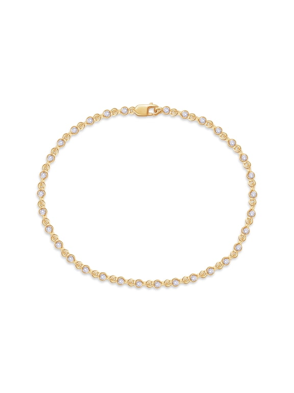 Tennis Bracelet For Women, 0.70 Carat Round Lab Grown Diamond Stackable Wedding Bracelet for Brides In 14K Yellow Gold Over Sterling Silver Jewelry Gifts For Her Length : 7.5 Inch