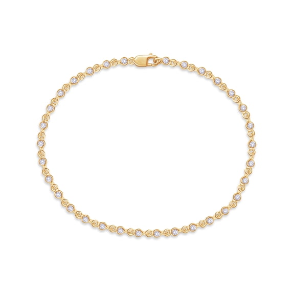Tennis Bracelet For Women, 0.70 Carat Round Lab Grown Diamond Stackable Wedding Bracelet for Brides In 18K Yellow Gold Vermeil Jewelry Gifts For Her Length : 7.5 Inch