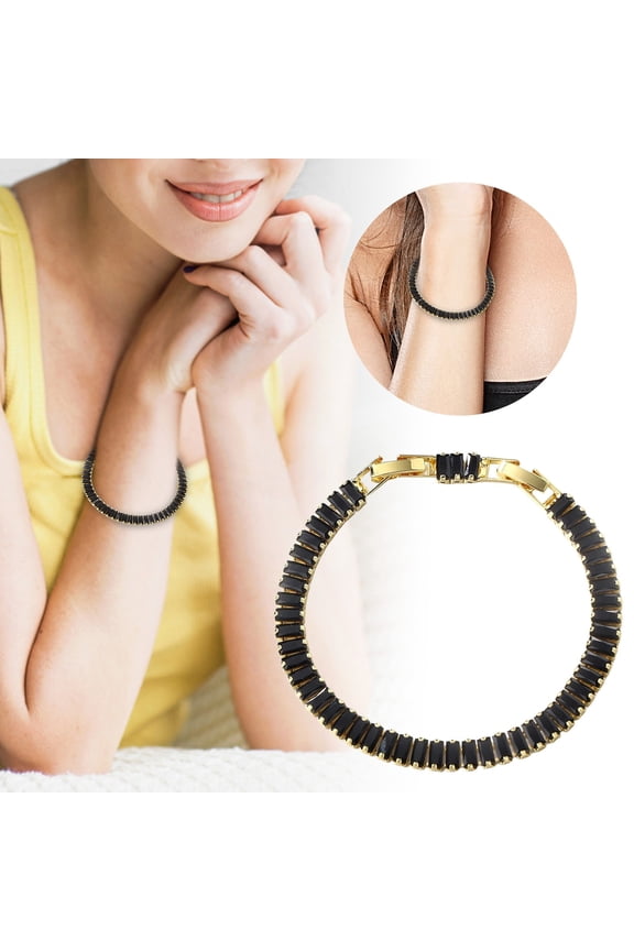 Tennis Bracelet for Women - 3CT Baguette Cut Cubic Zirconia Gold Plated Bracelet, Adjustable Hypoallergenic Sparkling Jewelry for Brides, Bridesmaids & Special Occasions