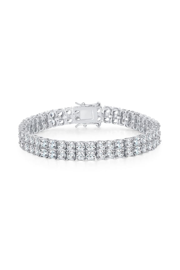 Tennis Bracelets for Men Women 2 Rows 3mm Zircon Iced Out Brass Hip Hop Chain Jewelry