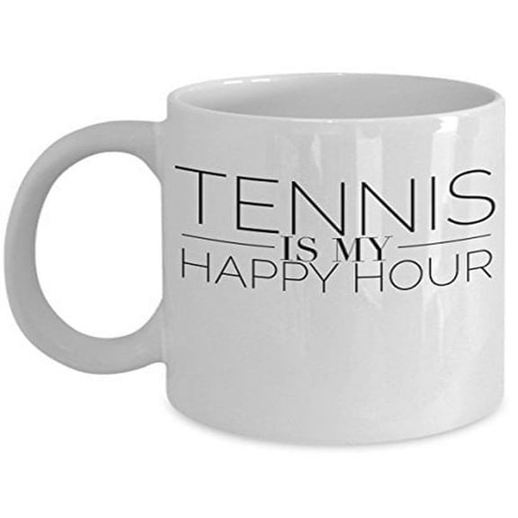 Tennis 11 oz Coffee Mug - Is My Happy Hour White Ceramic Gift