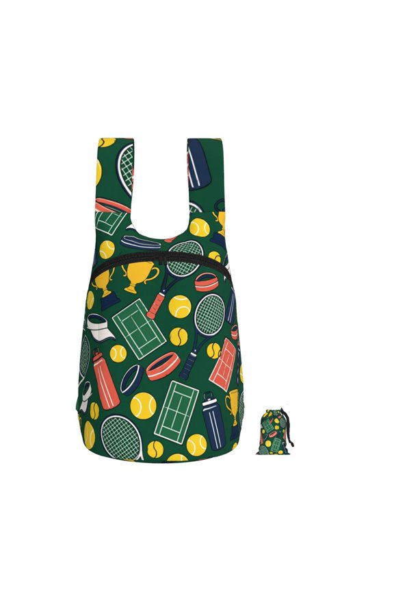 Tennis Court Icon Pattern Foldable Storage Backpack Lightweight Packable Travel Daypack for Shopping Commuting Hiking