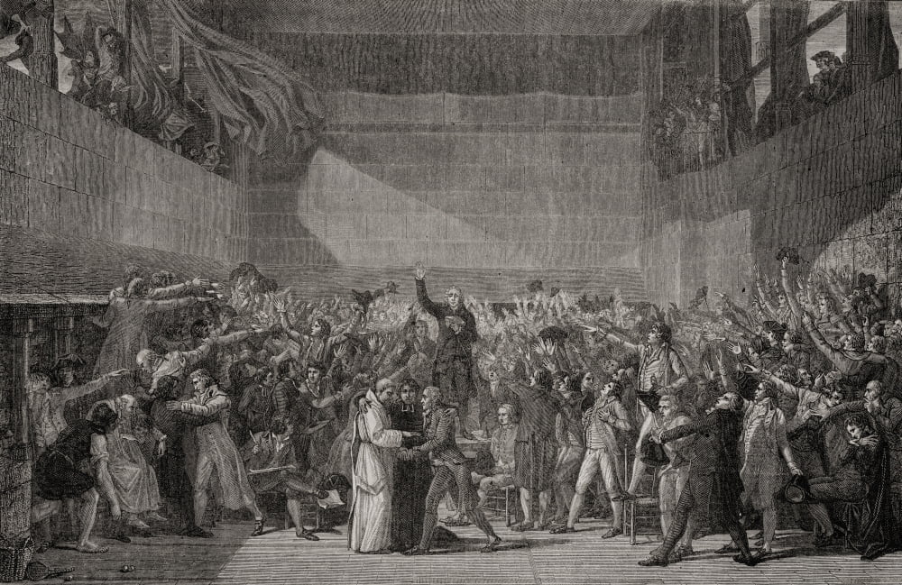 Tennis Court Oath At Jeu De Paume 20Th June 1789 Engraved By Pannemaker-Ligny After De La Charlerie From Histoire De La Revolution Francaise By Louis Blanc Canvas Art - Ken Welsh Design Pics (19 x 12