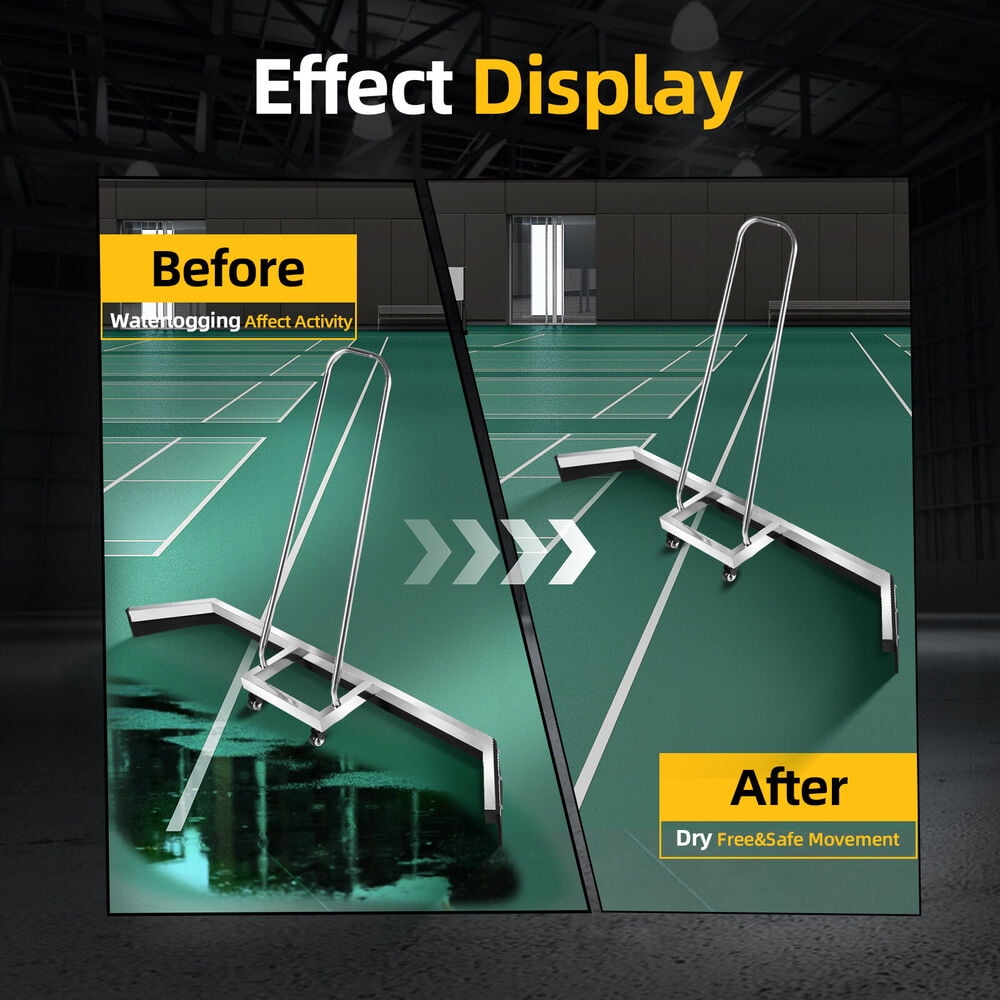 Tennis Court Squeegee With Wheels Floor Water Sweeper Remover Push Rust