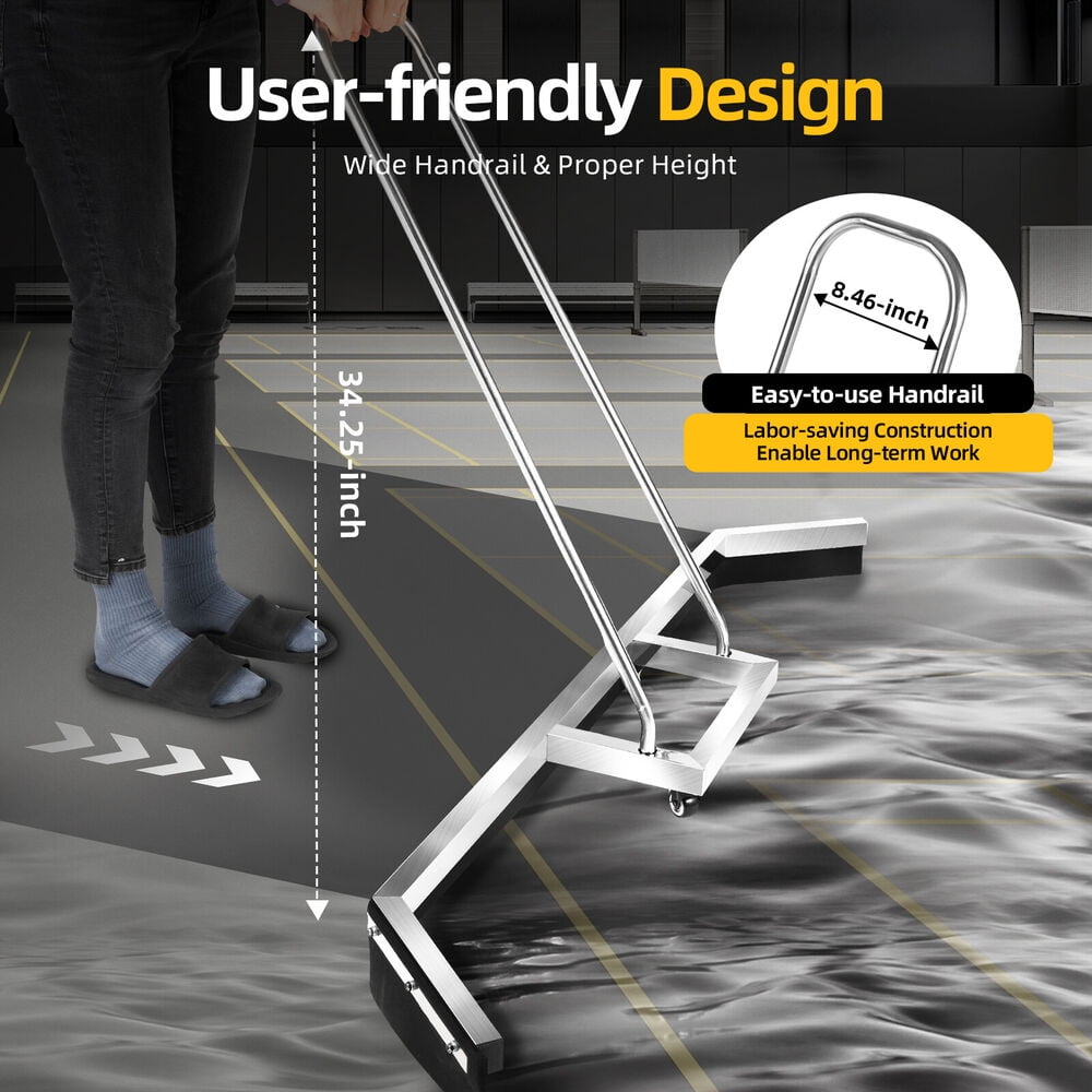 Tennis Court Squeegee With Wheels Rustproof Floor Water Sweeper