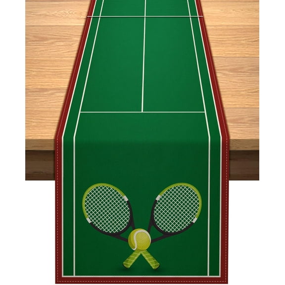 Tennis Court Table Runner for Tennis Themed Birthday Party Decoration Dining Room Kitchen Home Decor (13.8" x 71")