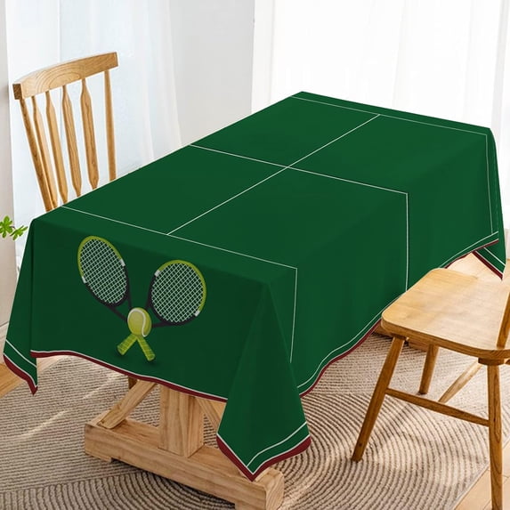 Tennis Court Tablecloth Tennis Themed Birthday Party Decoration Indoor Outdoor Table Cover Home Dining Room Kitchen Table Decor-60×84inch