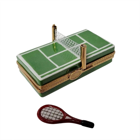 Tennis Court with Removable Racquet Limoges Box Gift Limoges Box Porcelain Figurine