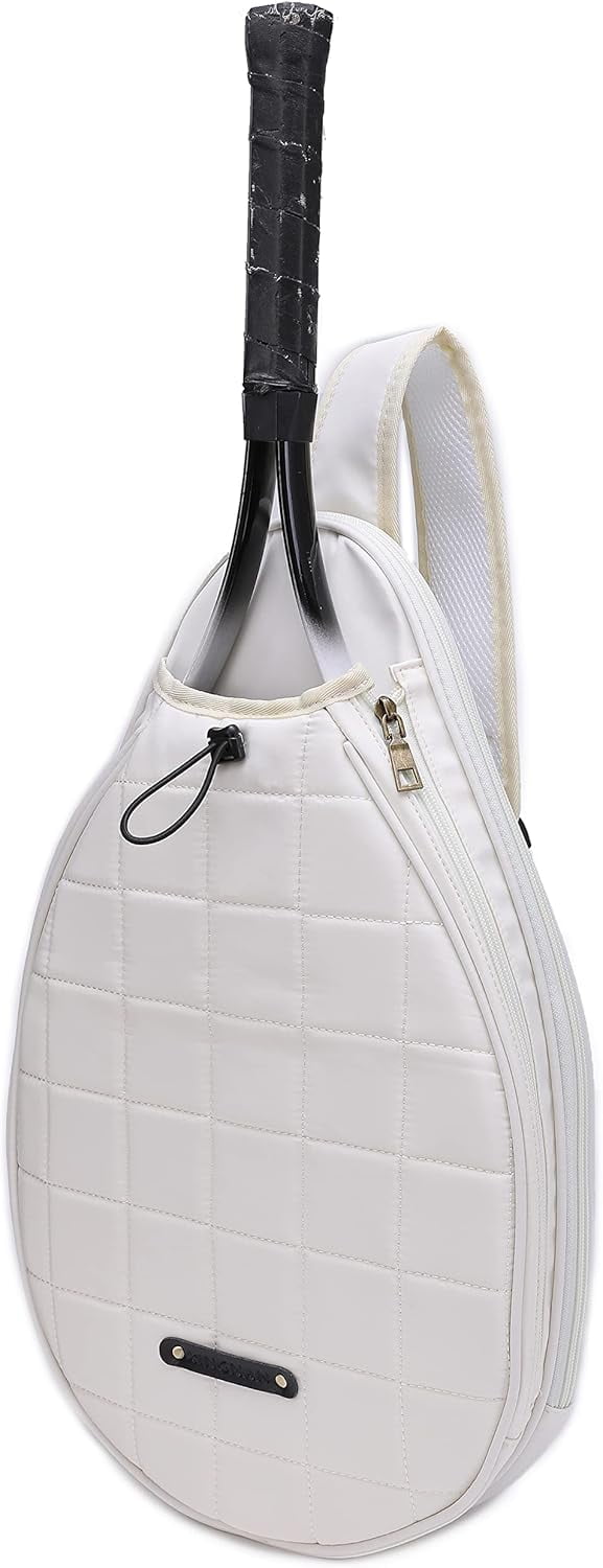 Rejolly New Tennis Racket Sling Bag For Women Men Quilted Water Resistant Racquet Cover One Shoulder Crossbody Bags For Pickleball Paddles, Badminton Racquet Black - View #5
