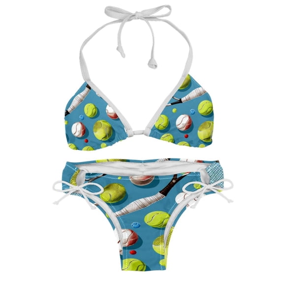 Tennis Detachable Sponge Adjustable Strap Bikini Set Two-Pack - Swimwear for Two, Beach Vacation Essentials!
