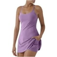 thumbnail image 1 of Tennis Dress 2 Piece Set for Women Workout Cross Back Active Golf Dresses Shorts with Pockets Quick Dry Activewear, S, 1 of 7