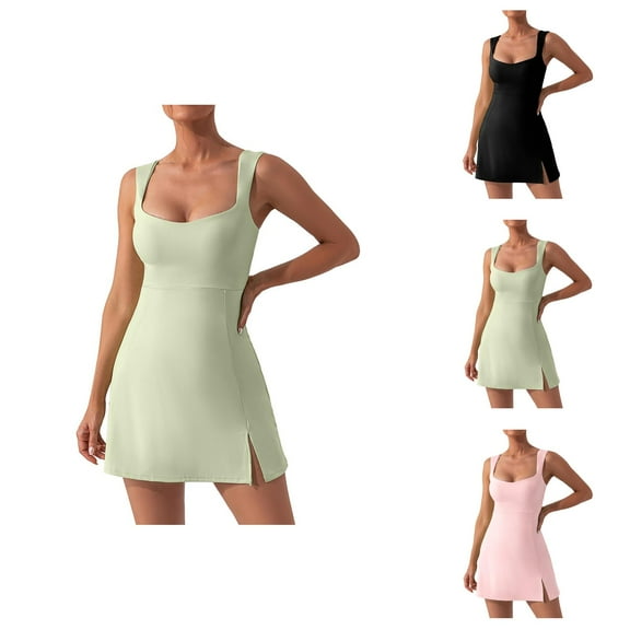 Tennis Dress Golf Dresses for Women Lightweight Breathable Side Slit Workout Dress Athletic Dresses with Built in Bra