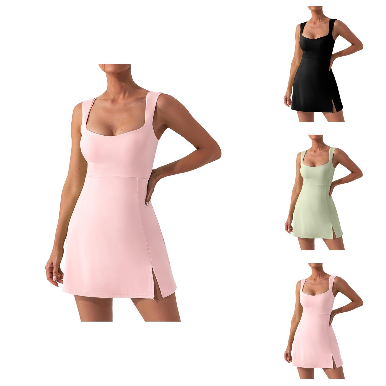 Tennis Dress Golf Dresses for Women Lightweight Breathable Side Slit Workout Dress Athletic Dresses with Built in Bra
