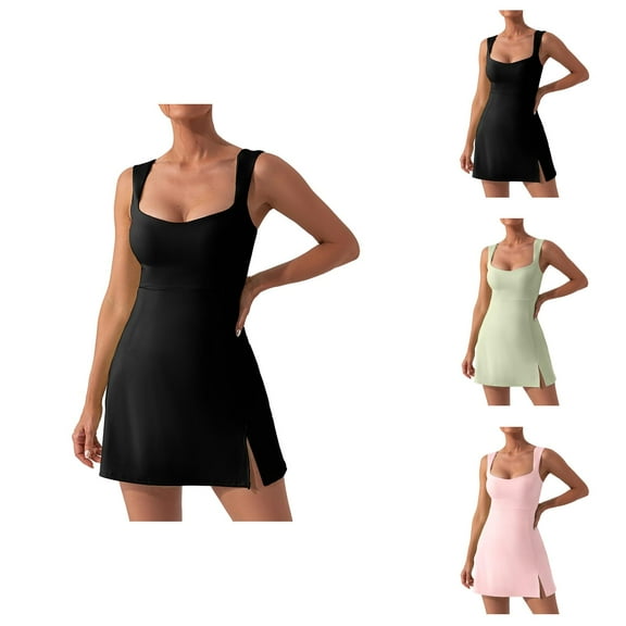 Tennis Dress Golf Dresses for Women Lightweight Breathable Side Slit Workout Dress Athletic Dresses with Built in Bra